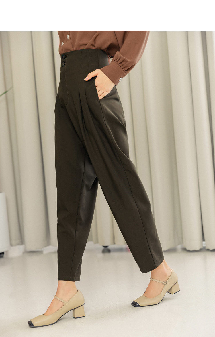 茵曼2020年春季新款文艺通勤哈伦裤女宽松气质高腰萝卜裤长裤显瘦