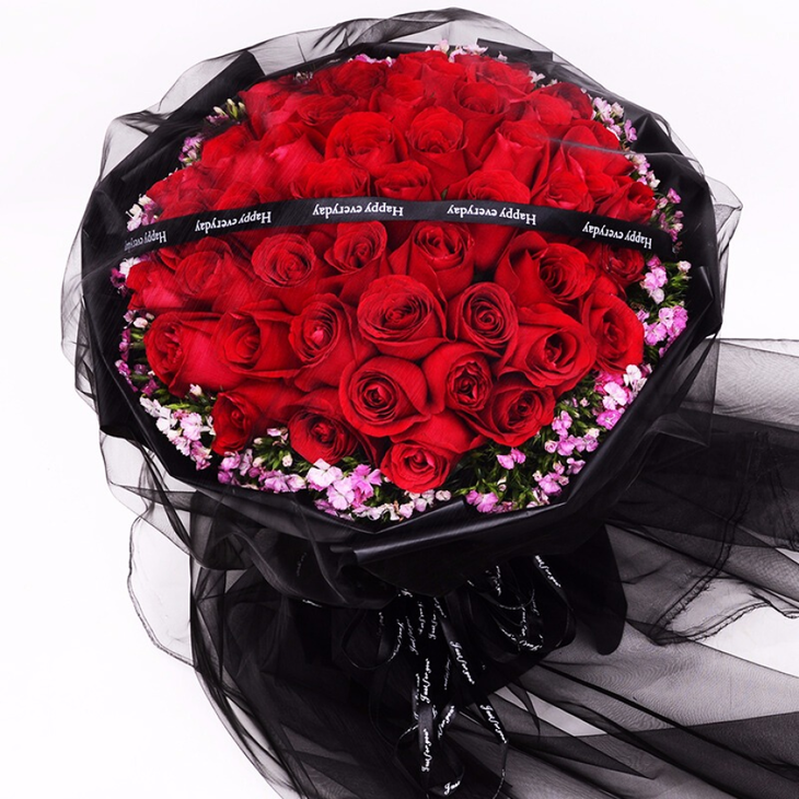 51支红色卡罗拉玫瑰(相思梅围边)