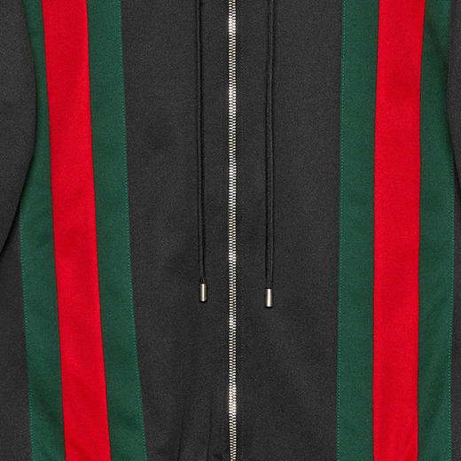 gucci 古馳 男士黑色混紡紅綠條紋夾克短款外套 493659-x9h46-1060