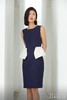 AtelierMissLu / Pola-藏青拼白腰间褶皱装饰连身裙 商品缩略图10