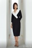 AtelierMissLu / Odelette-黑白翻领复古连身裙 商品缩略图0