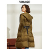 VIMAGE纬漫纪冬季新款时尚纯色收腰连帽加厚羽绒服中长款女V1011603 商品缩略图2