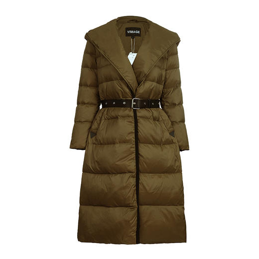 VIMAGE纬漫纪冬季新款时尚纯色收腰连帽加厚羽绒服中长款女V1011603 商品图3