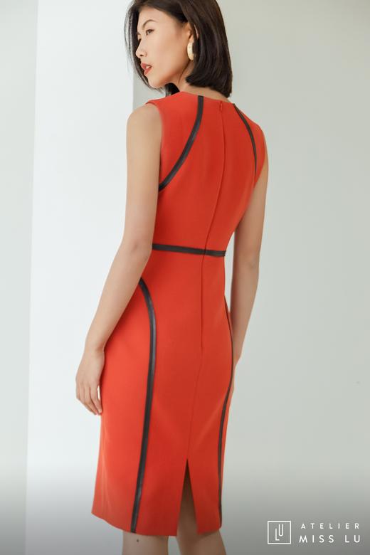 AtelierMissLu / Rosa-枫叶红黑边装饰修身连身裙 商品图9