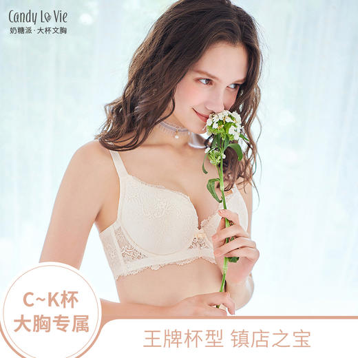 【旧款已下架详情页跳转新款告白2】奶糖派花舞粉色、蓝色刺绣款大罩杯内衣 商品图0