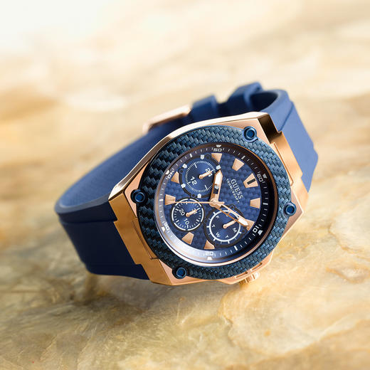 guess/盖尔斯男士手表官方碳纤维腕表蓝色表盘硅胶石英表防水w1049g2