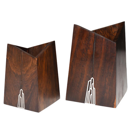 天一书局出品 黑紫檀木乐山笔筒 复古中国风文房书房摆件笔筒 商品图3