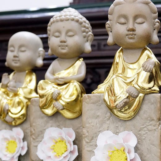 天一书局出品 西方三圣佛像陶瓷贴金摆件 传统工艺品佛像 商品图2