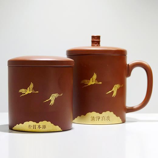 天一书局出品 祥和紫砂办公套装 手工礼品套装茶杯 商品图1