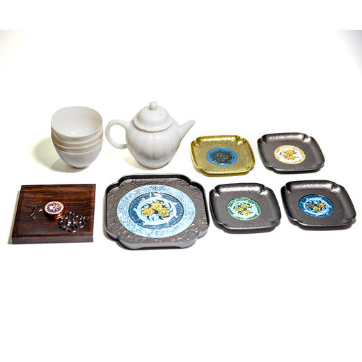 天一书局出品 缠枝花茶具茶垫礼品组合套装 家用简约茶杯 商品图3