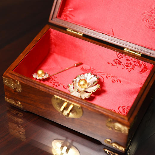 天一书局出品 中国风鸳鸯收纳盒 红木花梨木首饰盒 商品图2