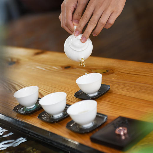 天一书局出品 缠枝花茶具茶垫礼品组合套装 家用简约茶杯 商品图2