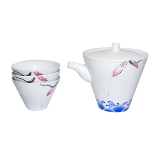 天一书局出品 花瓣手抓壶旅行礼盒套装 景德镇陶瓷茶杯茶具 商品图3
