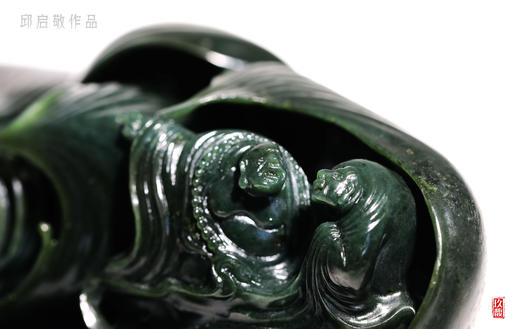 和田玉（碧玉）摆件--和合二仙 （邱启敬） 商品图2