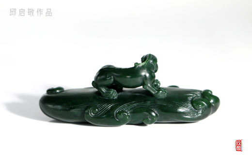 和田玉（碧玉）摆件--麒麟送瑞 （邱启敬） 商品图1