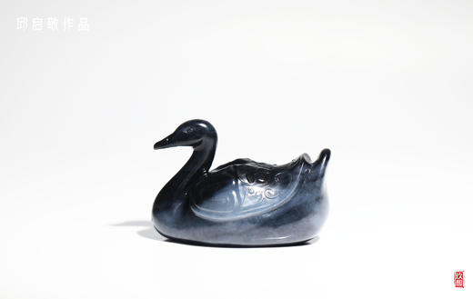 和田玉（青花）摆件--天鹅（邱启敬）115.70G 商品图1