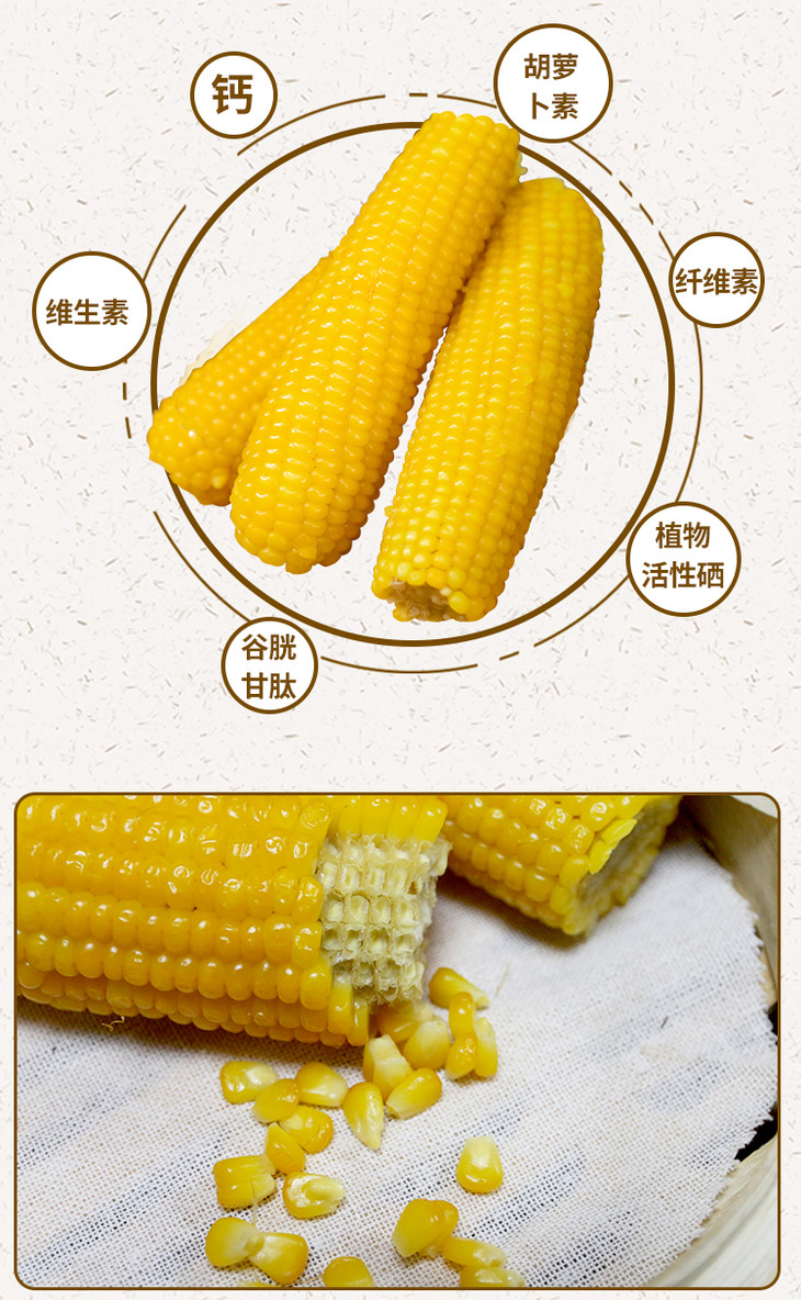 黄金甜糯玉米 速冻真空包装香甜糯口 东北粘玉米5袋(10根)