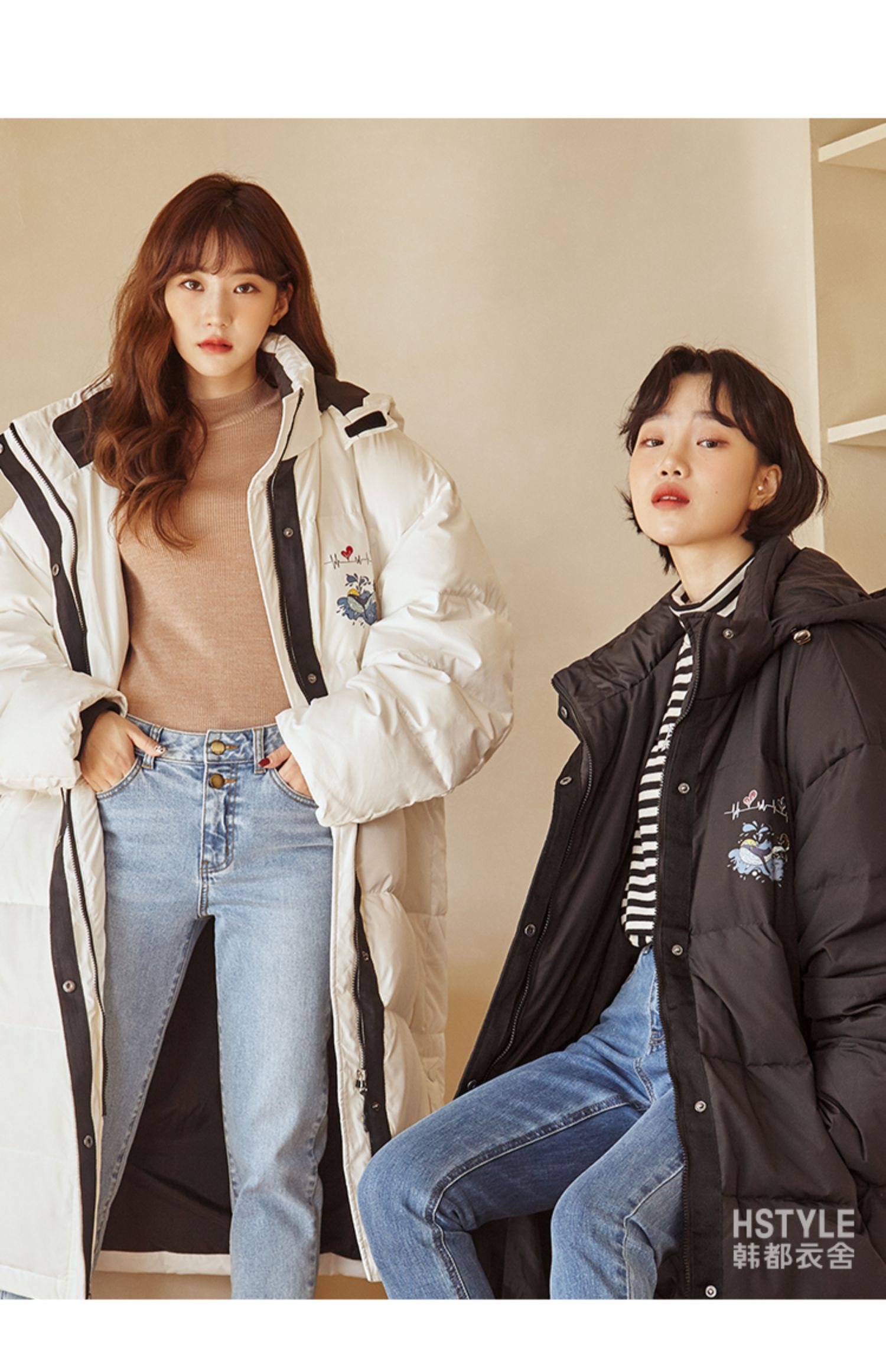 【时代少年团联名】韩都衣舍2020新款冬装外套中长款羽绒服女魭