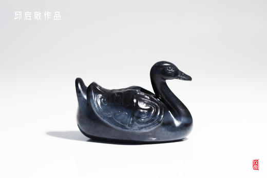 和田玉（青花）摆件--天鹅（邱启敬）115.70G 商品图0