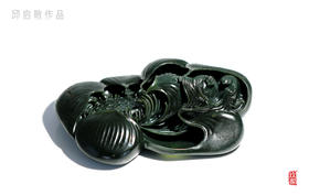 和田玉（碧玉）摆件--和合二仙 （邱启敬）