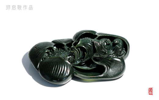 和田玉（碧玉）摆件--和合二仙 （邱启敬） 商品图0