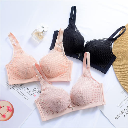 2020新款女士蕾丝文胸无钢圈聚拢上托中厚胸罩jj1088