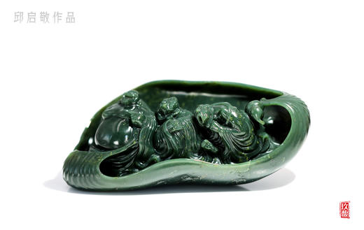 和田玉（碧玉）摆件--罗汉 （邱启敬） 商品图0