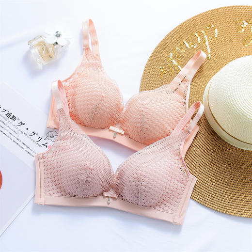 2020新款女士蕾丝文胸无钢圈聚拢上托中厚胸罩jj1088