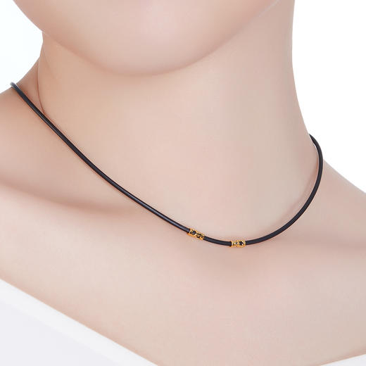 六福珠宝 樱花皮绳项圈choker黄金项链时尚镂空颈带 计价 45cm-1.