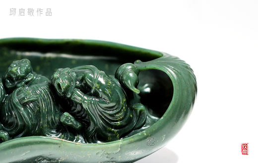和田玉（碧玉）摆件--罗汉 （邱启敬） 商品图2