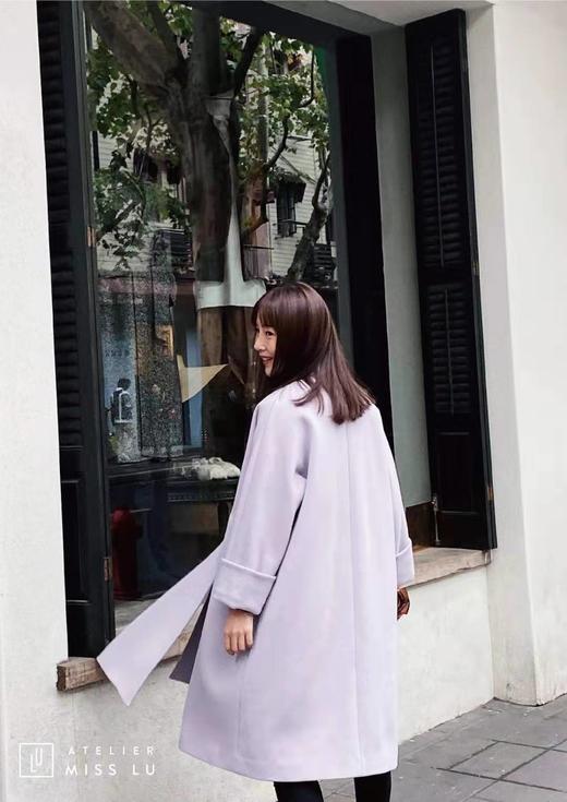 AtelierMissLu / Lavanda-系带蝴蝶结香芋紫大衣 商品图4