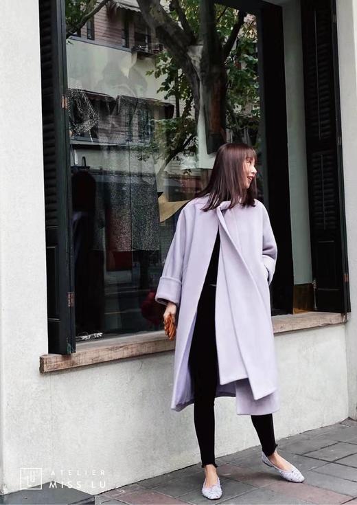 AtelierMissLu / Lavanda-系带蝴蝶结香芋紫大衣 商品图6