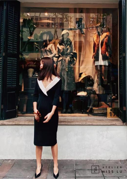 AtelierMissLu / Daisy-开领黑色复古连衣裙 商品图7