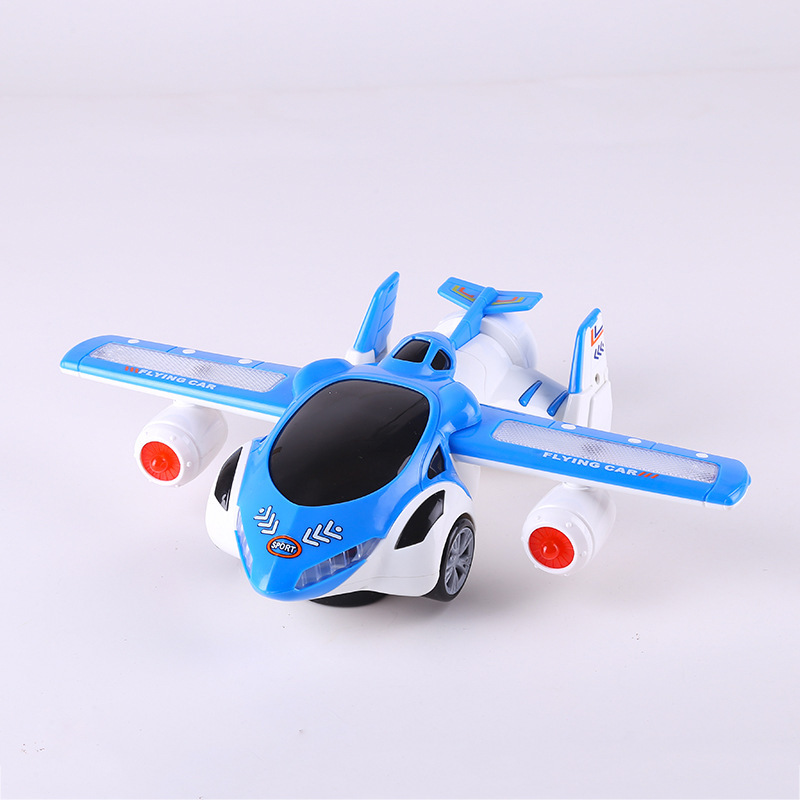 儿童玩具飞机电动抖音同款万向自动360度旋转变形飞机灯光音乐男亲子