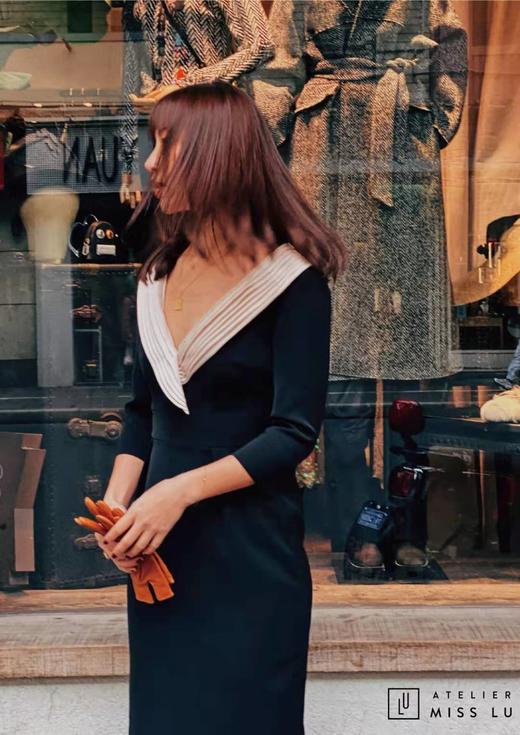 AtelierMissLu / Daisy-开领黑色复古连衣裙 商品图4