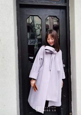 AtelierMissLu / Lavanda-系带蝴蝶结香芋紫大衣