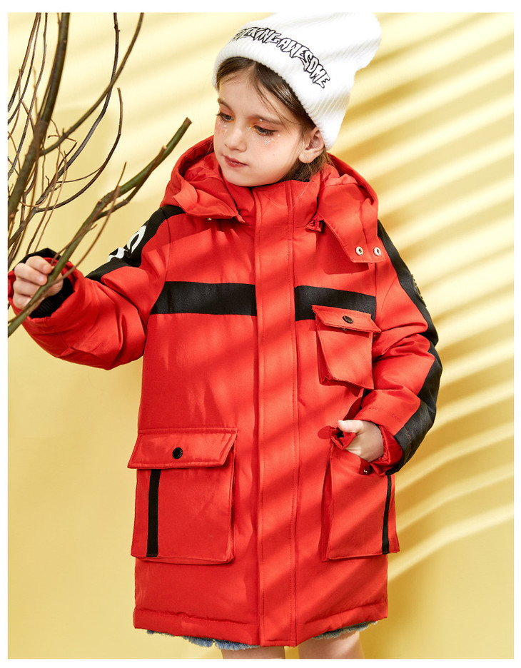 水孩儿男童羽绒服中长款外套2019冬新款中大男童加厚保暖