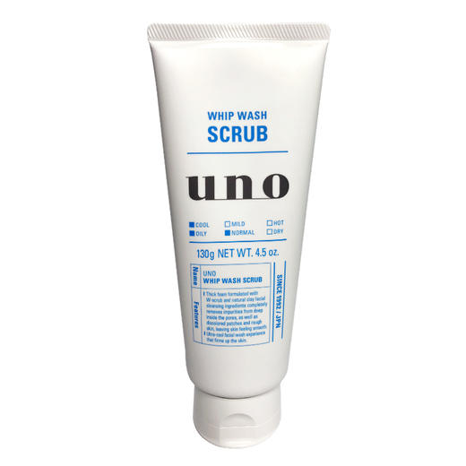 日本资生堂UNO吾诺男士洗面奶洁净保湿洁面乳130g 控油去角质 商品图0