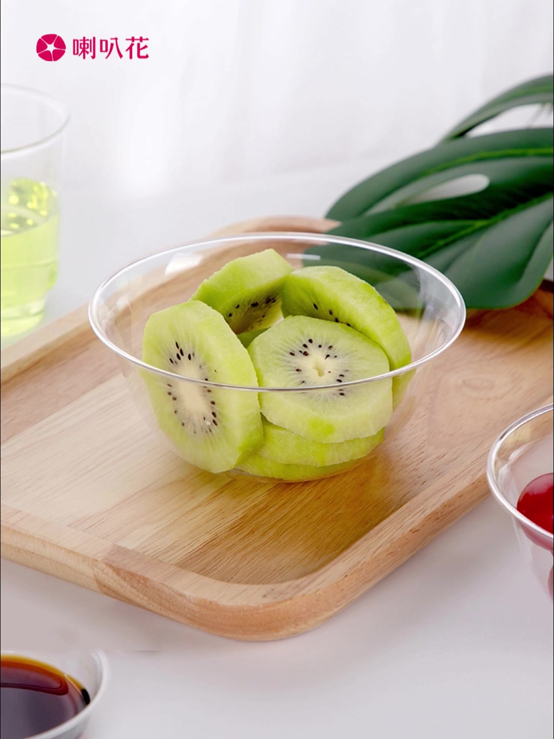 喇叭花一次性水晶碗塑料盘透明味碟硬塑料水晶火锅饭碗100只