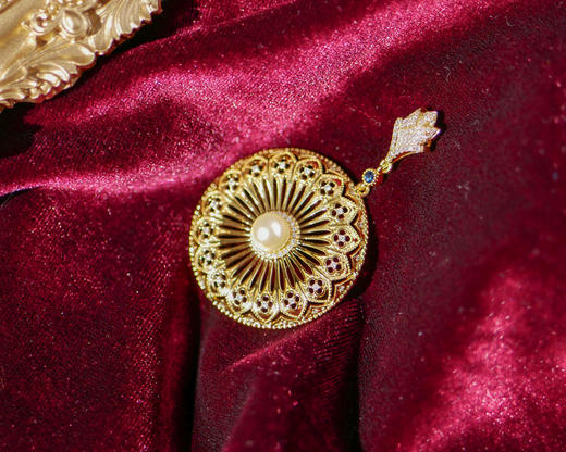 「天堂的凝望」定制款 金珠蓝宝石钻石黄金项链 商品图2