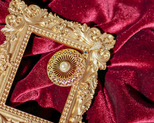 「天堂的凝望」定制款 金珠蓝宝石钻石黄金项链 商品图1