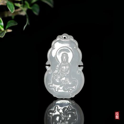 和田玉（羊脂玉）挂件--观音平安玉牌9g 商品图0