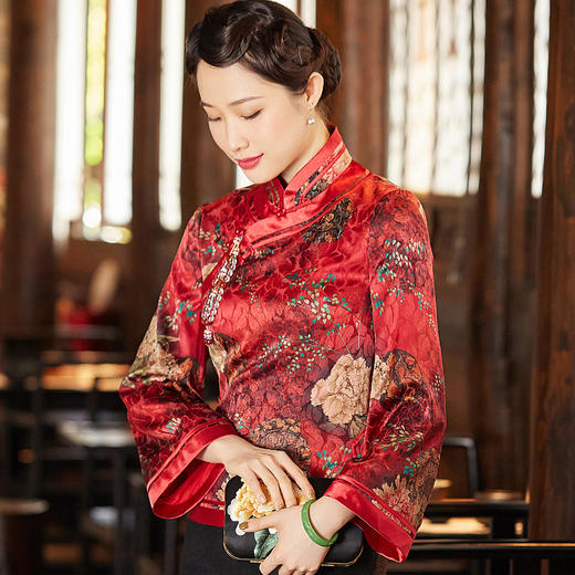 e2042 玺玥真丝唐装上衣