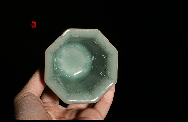 茶器 土人斋 八方聚财杯 主人杯 粉青釉/梅子青 50ml