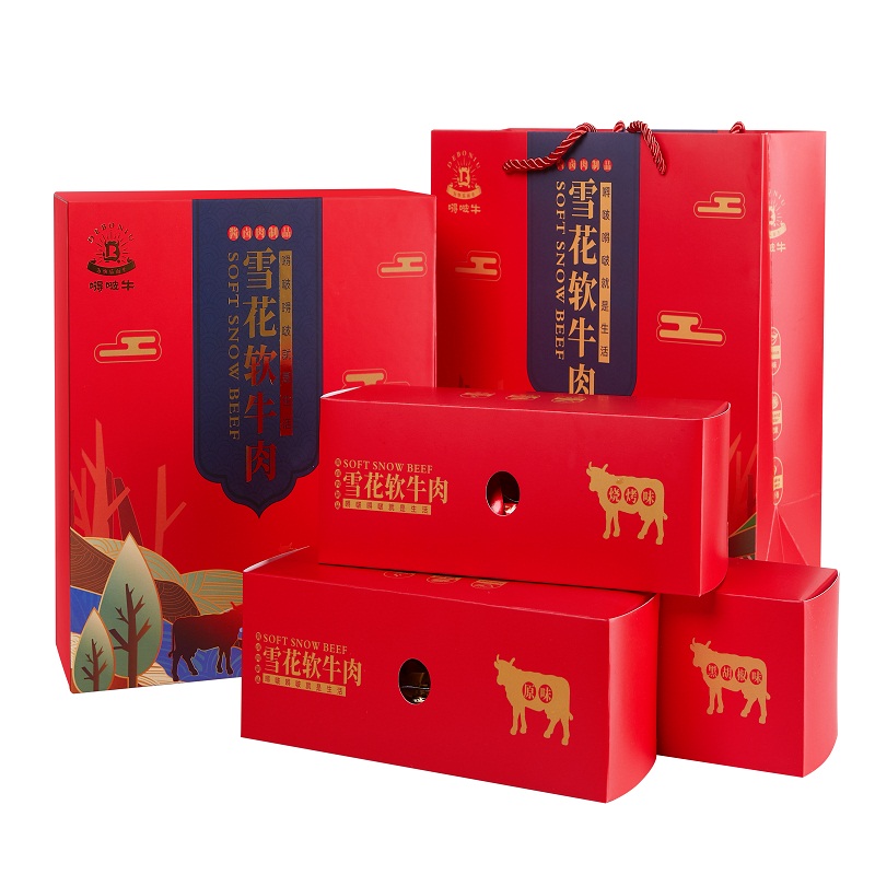 【下单立减9元】嘚啵牛雪花软牛肉干什锦味礼盒装4