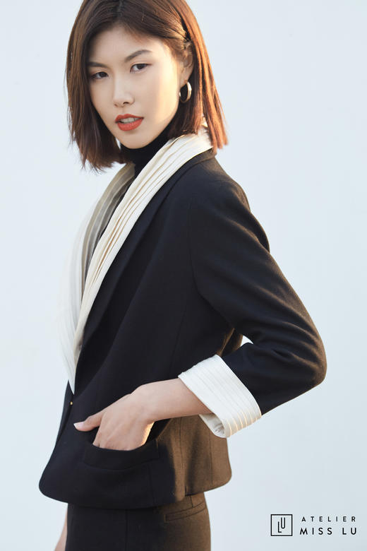 AtelierMissLu / Bellezza-俏皮可拆卸翻领短款羊毛外套 商品图7