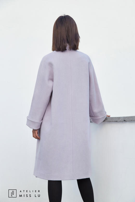 AtelierMissLu / Lavanda-系带蝴蝶结香芋紫大衣 商品图12