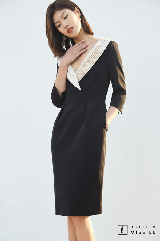 AtelierMissLu / Daisy-开领黑色复古连衣裙 商品图13