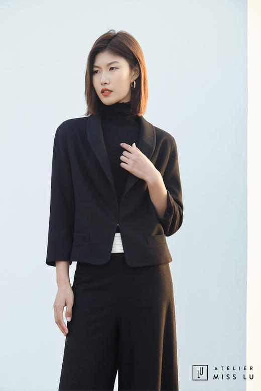 AtelierMissLu / Bellezza-俏皮可拆卸翻领短款羊毛外套 商品图9