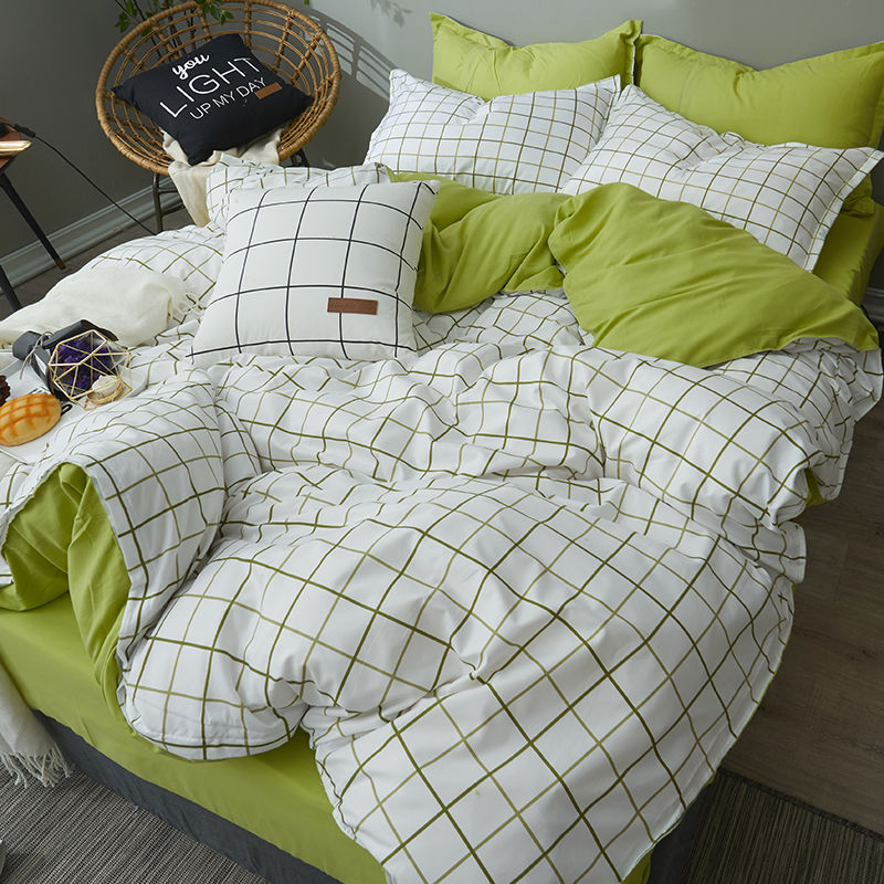 【被套单件】可爱卡通格子条纹被罩学生宿舍被单件被单卧室四件套